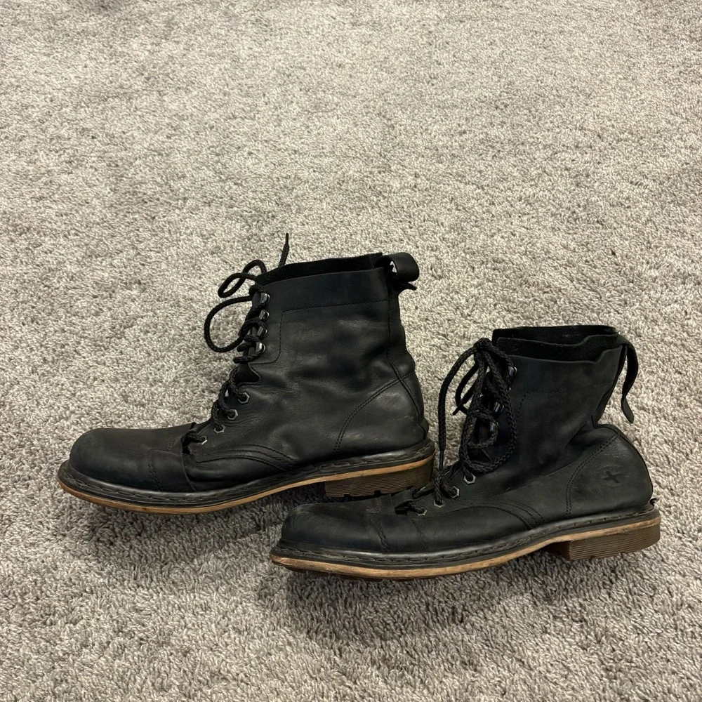 Vintage Dr. Doc Martens Pier Combat Boots Mens Shoes Size 12 Black Leather COOL